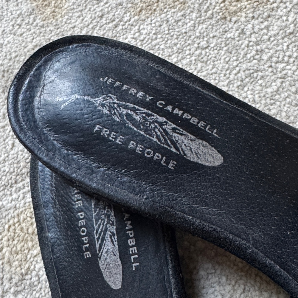 Free People Black Studded Suede Pointed Toe Mules - Picture 2 of 2
